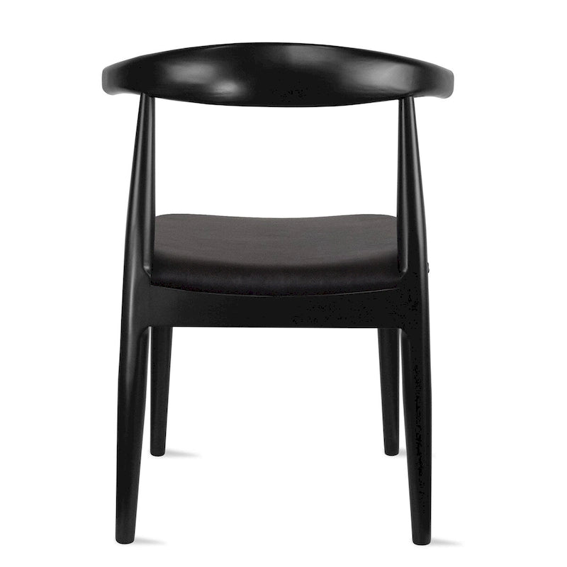 Eetkamerstoelen van natuurlijk massief hout met armleuningen, zitting met kussen van PU-leer of beige stof en eiken frame