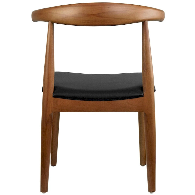 Eetkamerstoelen van natuurlijk massief hout met armleuningen, zitting met kussen van PU-leer of beige stof en eiken frame