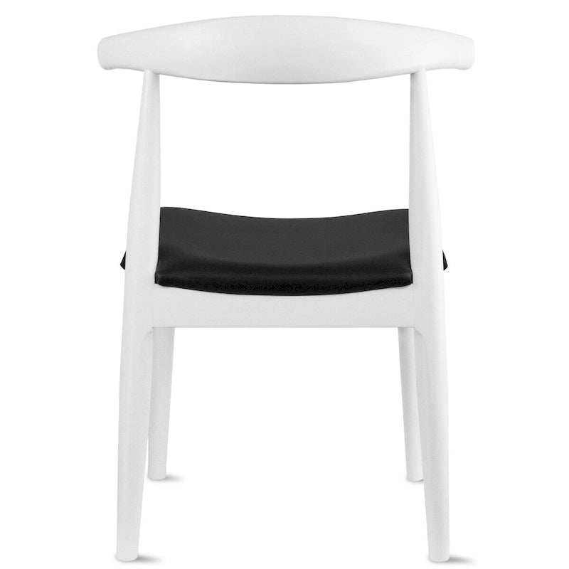 Eetkamerstoelen van natuurlijk massief hout met armleuningen, zitting met kussen van PU-leer of beige stof en eiken frame