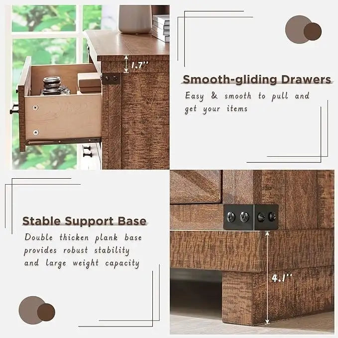 Cassettiera farmhouse a 6 cassetti, cassettiera in legno, cassettiera per guardaroba