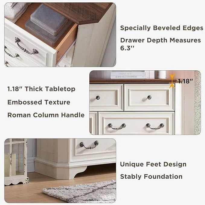 Farmhouse 5 Drawers Dresser, Wood Chest of Drawers, Dressers Organizer