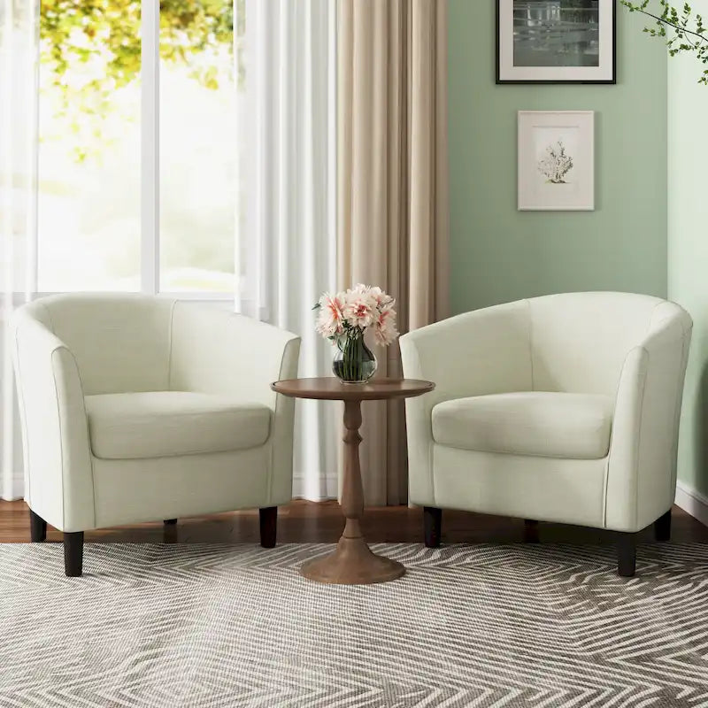 2 Set Modern Accent Chair Upholstered Barrel Chair