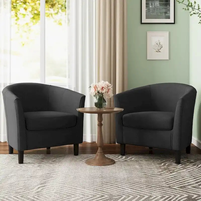 Set di 2 poltrone d’accento moderne imbottite a botte