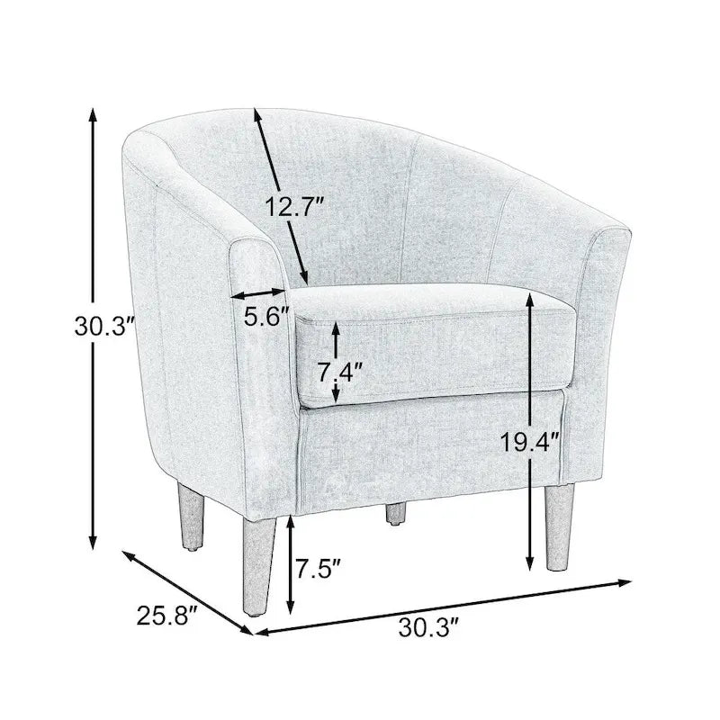 Set di 2 poltrone d’accento moderne imbottite a botte