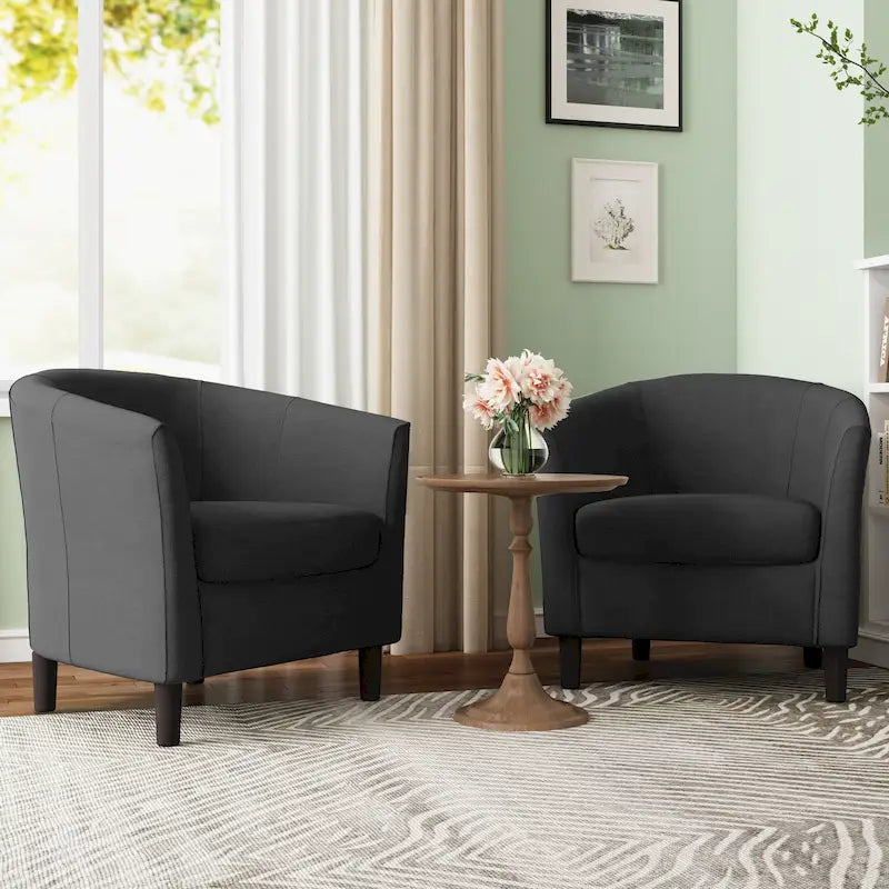 Set di 2 poltrone d’accento moderne imbottite a botte
