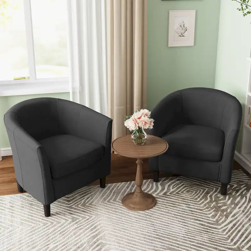 Set di 2 poltrone d’accento moderne imbottite a botte