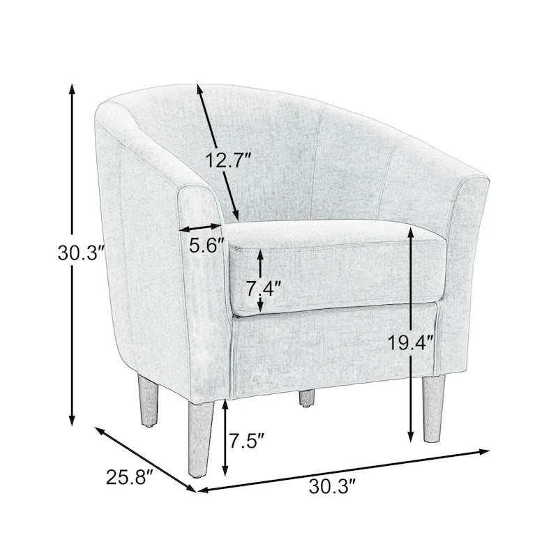 Set di 2 poltrone d’accento moderne imbottite a botte