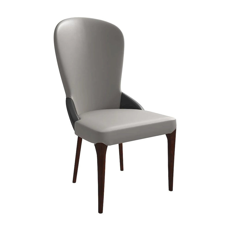 Chaise de salle à manger rembourrée en cuir et bois massif, design bicolore