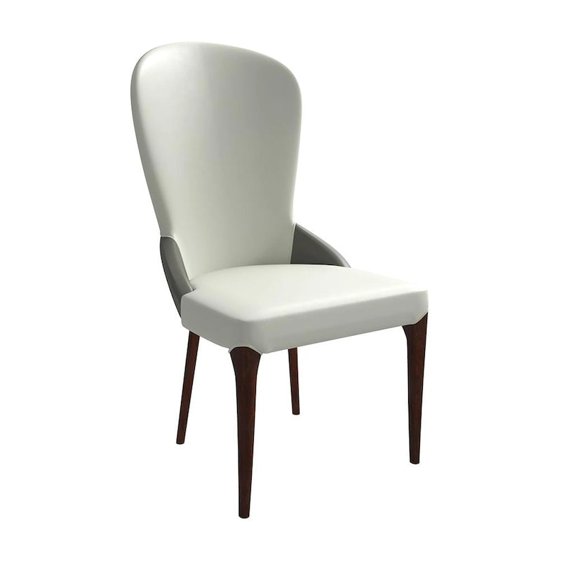 Chaise de salle à manger rembourrée en cuir et bois massif, design bicolore