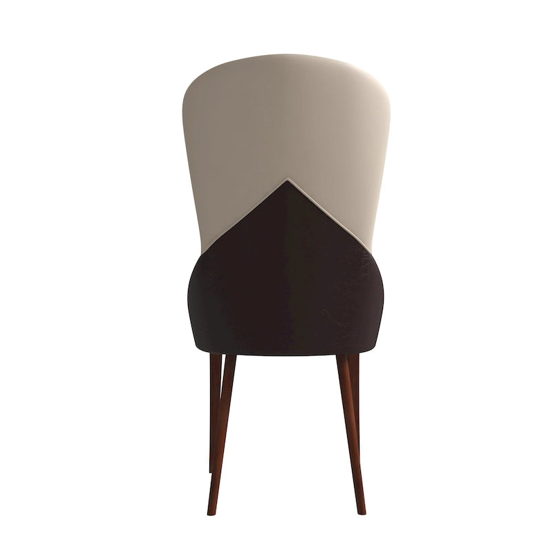 Sedia da pranzo in legno massello rivestita in pelle, design bicolore