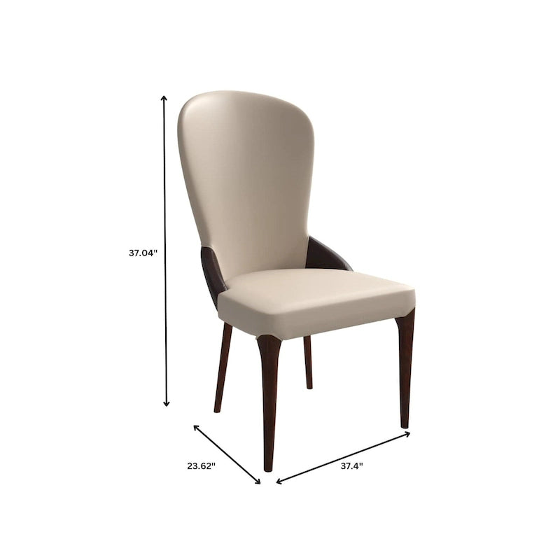 Sedia da pranzo in legno massello rivestita in pelle, design bicolore
