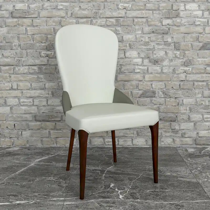 Sedia da pranzo in legno massello rivestita in pelle, design bicolore