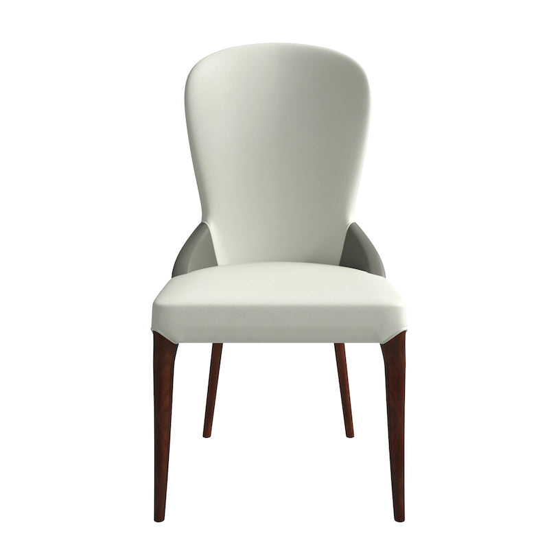 Sedia da pranzo in legno massello rivestita in pelle, design bicolore