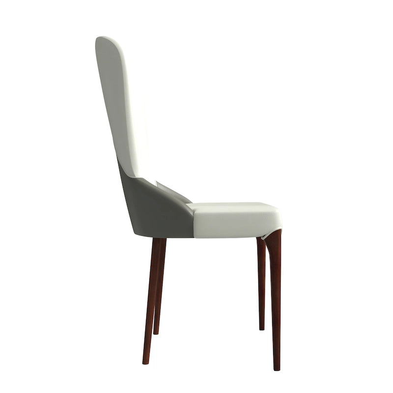 Sedia da pranzo in legno massello rivestita in pelle, design bicolore