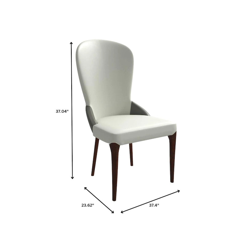 Sedia da pranzo in legno massello rivestita in pelle, design bicolore