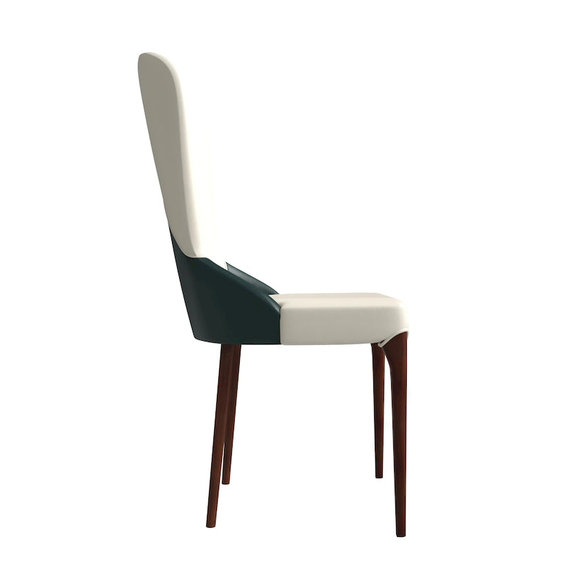 Sedia da pranzo in legno massello rivestita in pelle, design bicolore