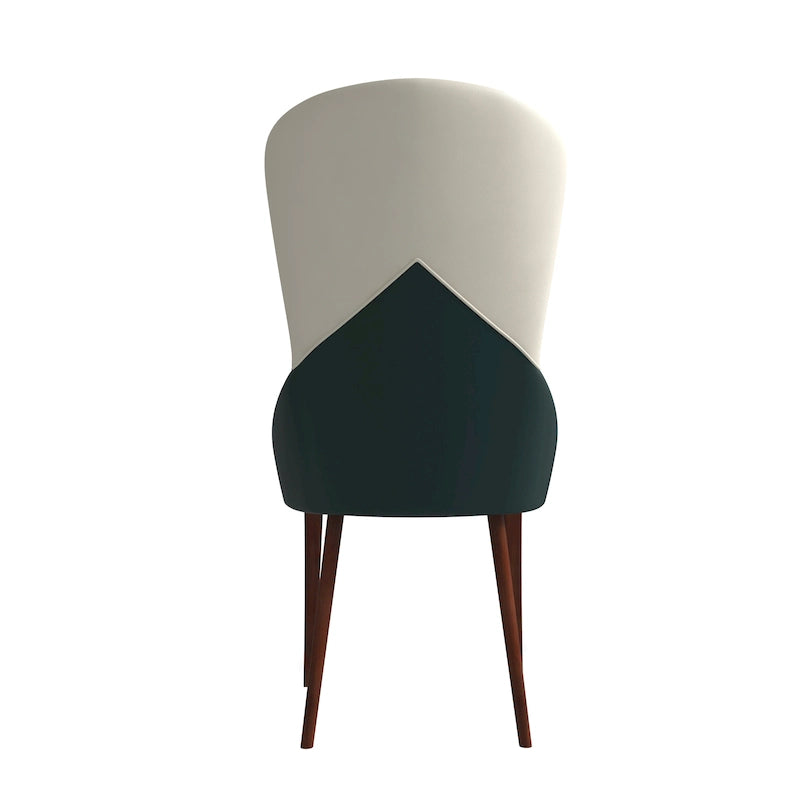 Sedia da pranzo in legno massello rivestita in pelle, design bicolore