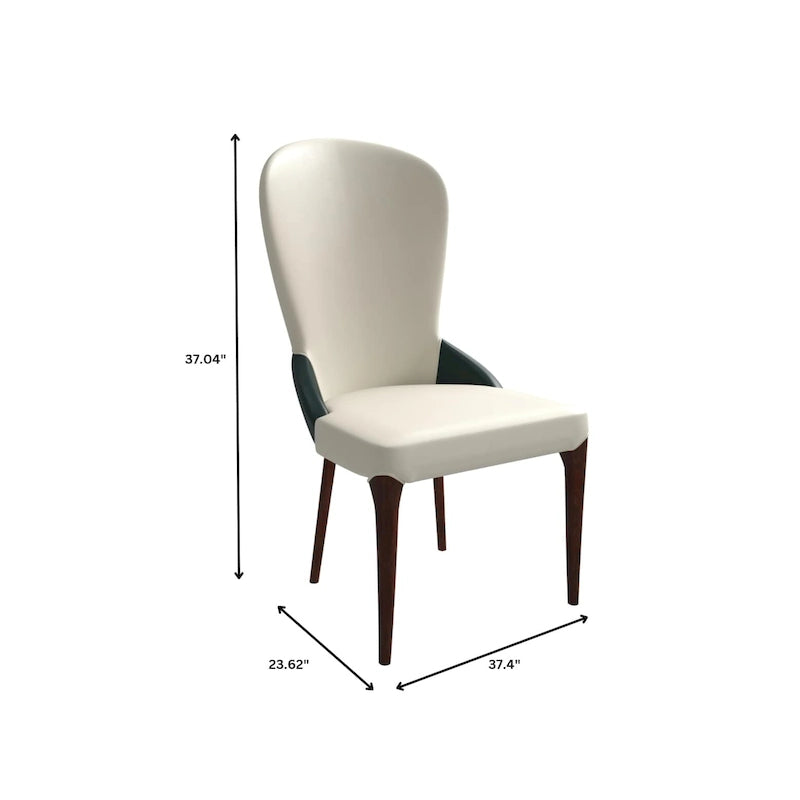 Sedia da pranzo in legno massello rivestita in pelle, design bicolore