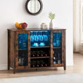 Meuble-bar à vin avec éclairage LED et portes en verre