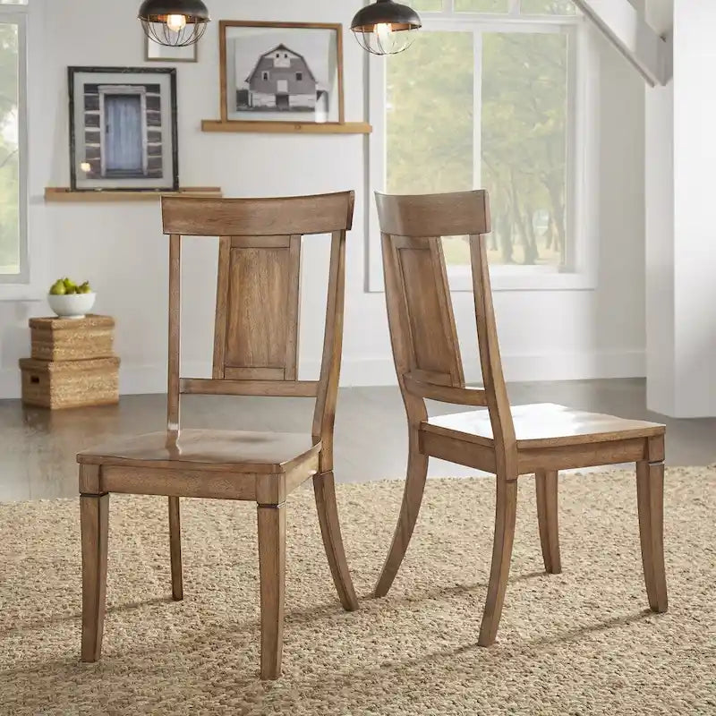 Ensemble de 2 chaises de salle à manger en bois à dossier à panneaux
