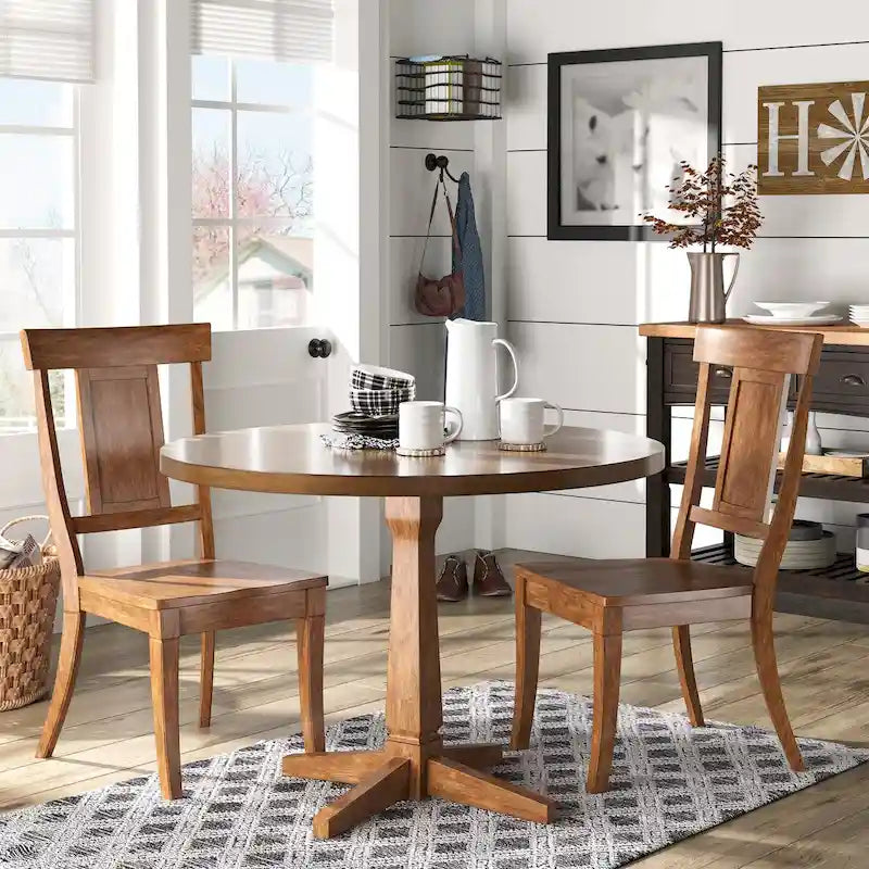 Ensemble de 2 chaises de salle à manger en bois à dossier à panneaux