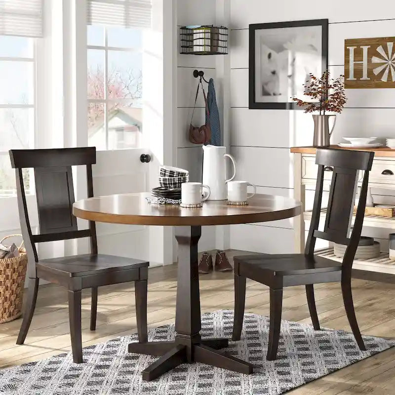Set di 2 sedie da pranzo in legno con schienale a pannello