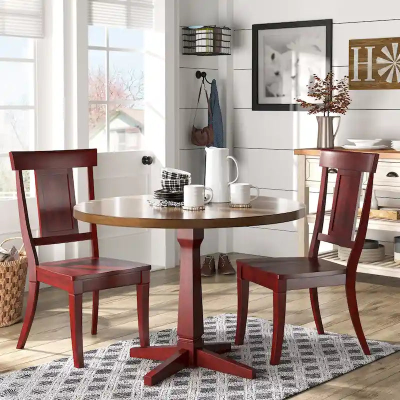 Set di 2 sedie da pranzo in legno con schienale a pannello