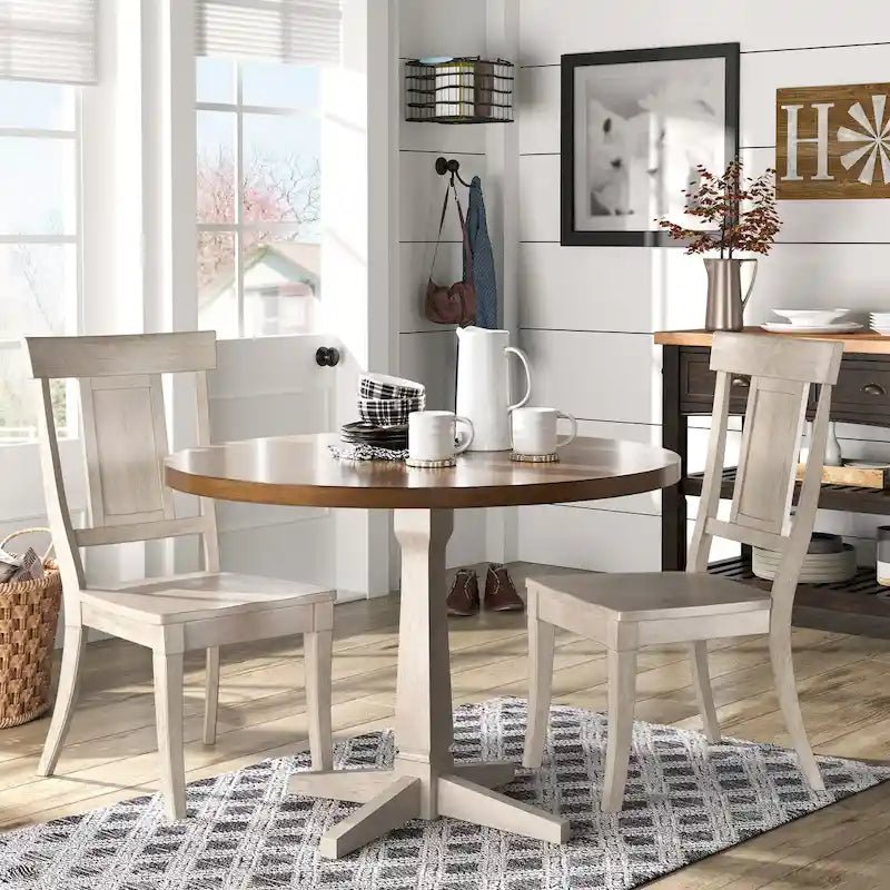 Set di 2 sedie da pranzo in legno con schienale a pannello