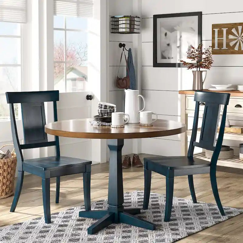 Set di 2 sedie da pranzo in legno con schienale a pannello