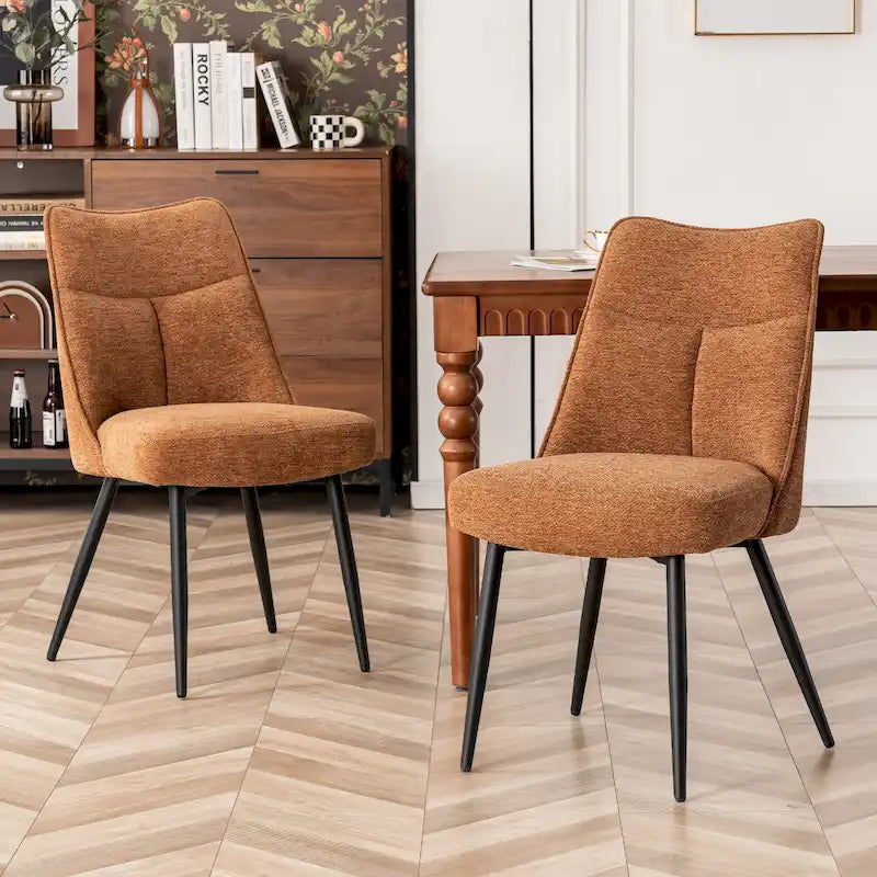 Ensemble de 2 chaises modernes de cuisine et de salle à manger en tissu rembourré