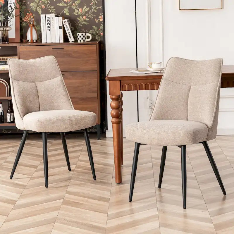Ensemble de 2 chaises modernes de cuisine et de salle à manger en tissu rembourré