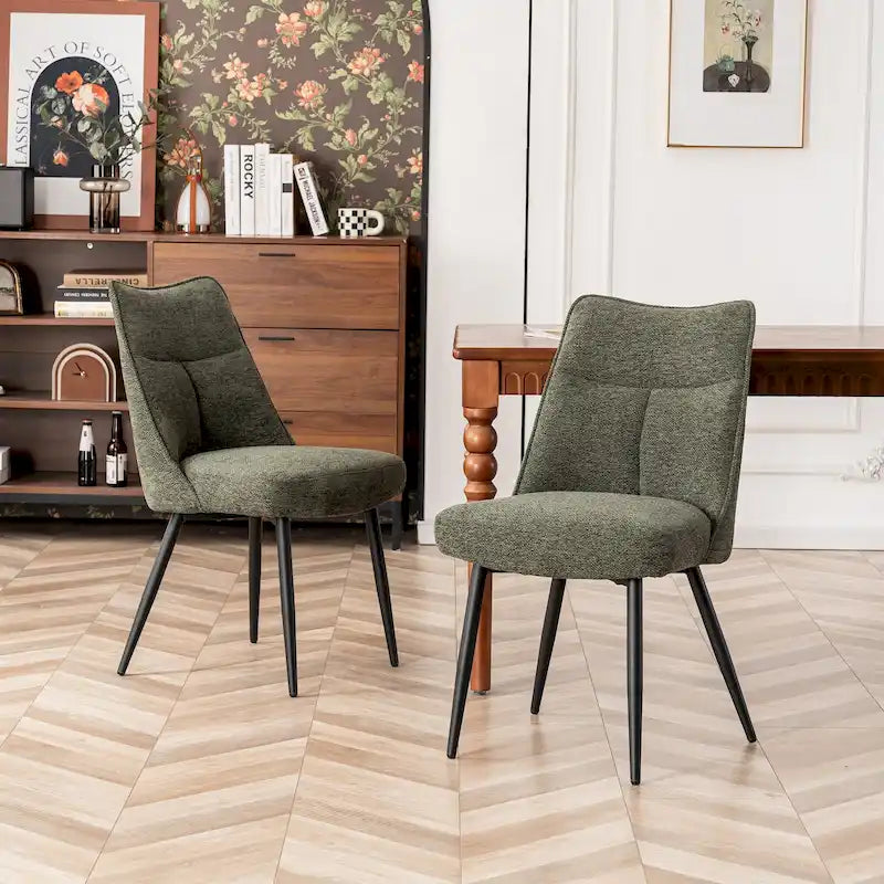 Ensemble de 2 chaises modernes de cuisine et de salle à manger en tissu rembourré