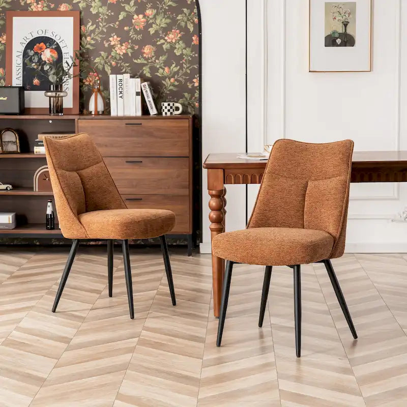 Ensemble de 2 chaises modernes de cuisine et de salle à manger en tissu rembourré