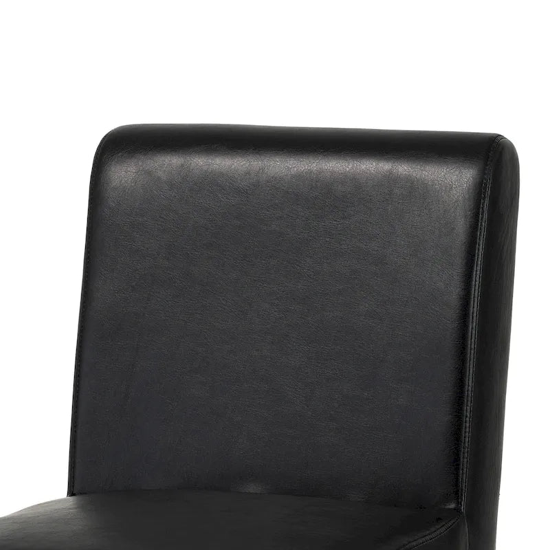 Set of 4 Faux Leather Upholstered Side Dining Chairs with V-Shaped Wood Legs