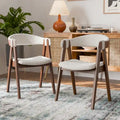 Mid-Century Boucle Upholstered Dining Chairs, Set of 2