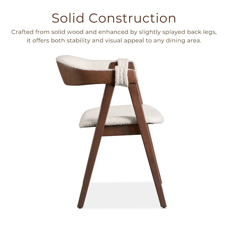 Mid-Century Boucle Upholstered Dining Chairs, Set of 2