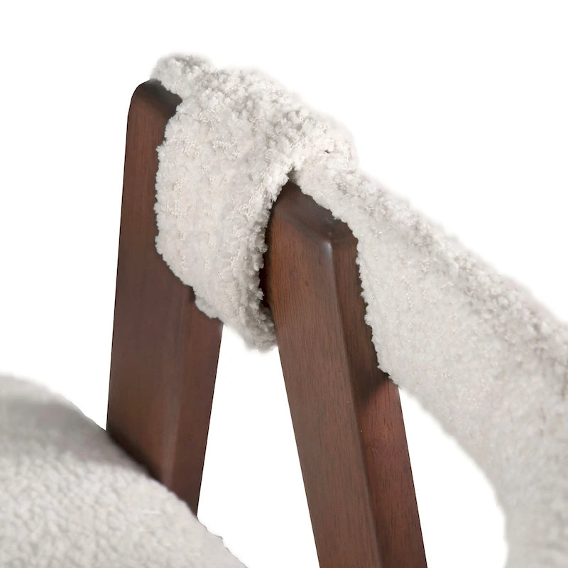Mid-Century Boucle Upholstered Dining Chairs, Set of 2