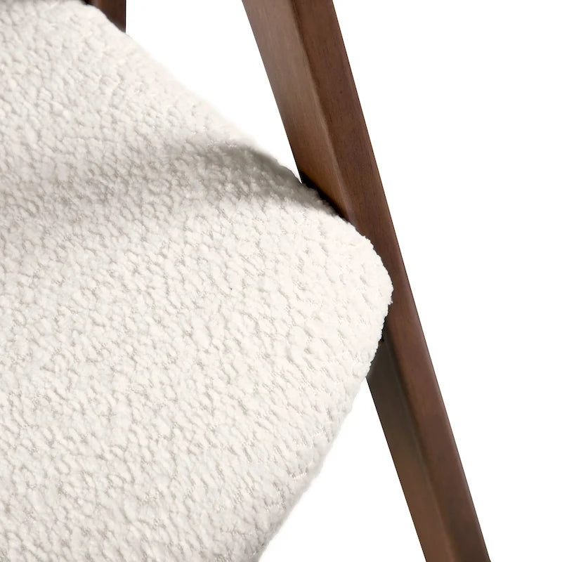 Mid-Century Boucle Upholstered Dining Chairs, Set of 2
