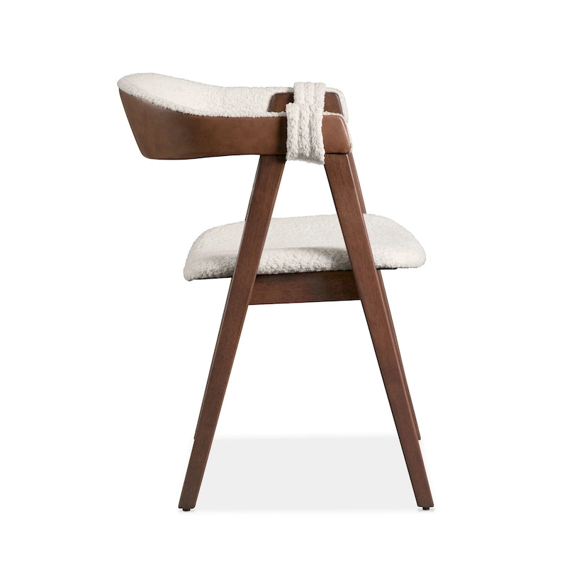 Mid-Century Boucle Upholstered Dining Chairs, Set of 2