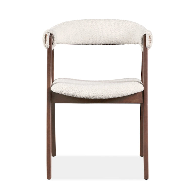 Mid-Century Boucle Upholstered Dining Chairs, Set of 2