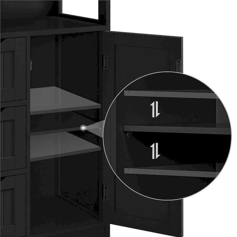 Mobile contenitore da pavimento a più ripiani per bagno e camera da letto