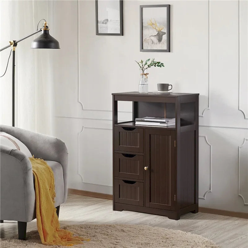 Mobile contenitore da pavimento a più ripiani per bagno e camera da letto