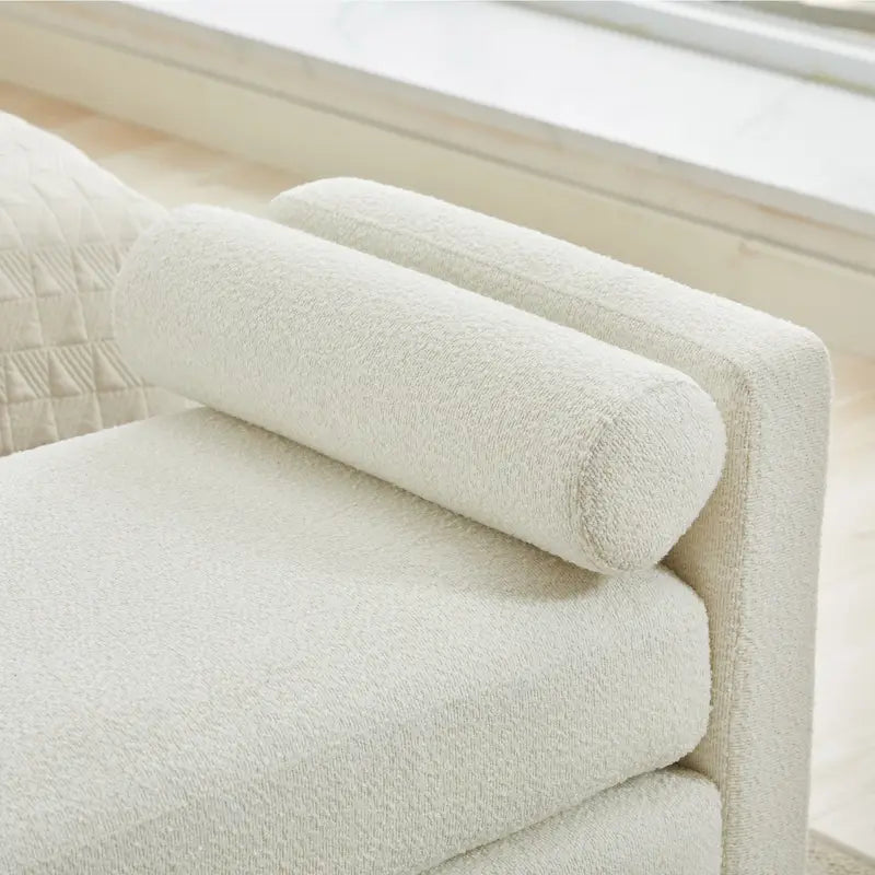 Banc de chambre avec coussins et pieds en bois massif pour le salon et l’entrée
