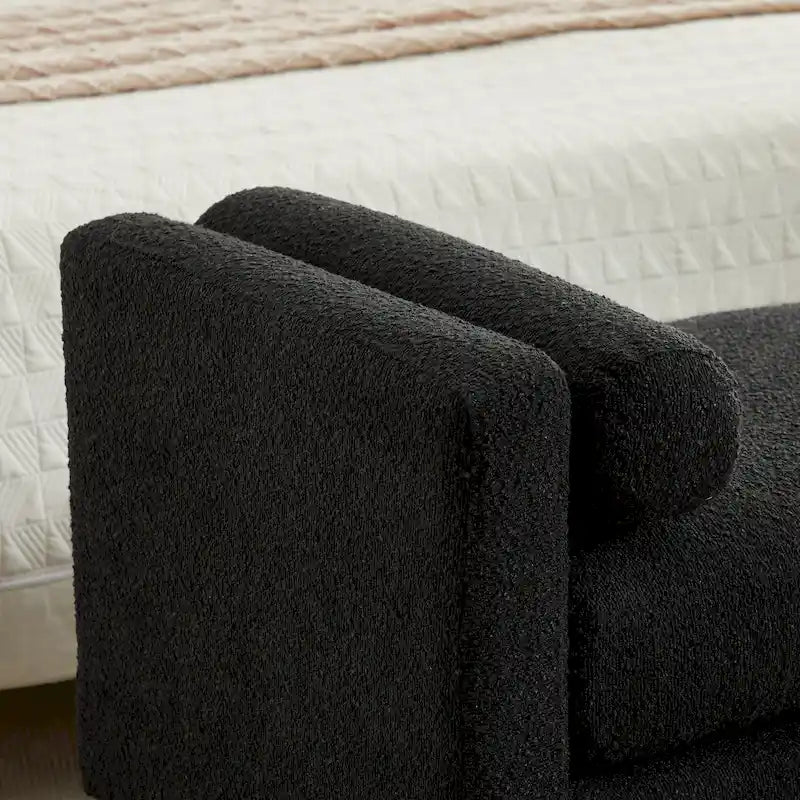 Banc de chambre avec coussins et pieds en bois massif pour le salon et l’entrée