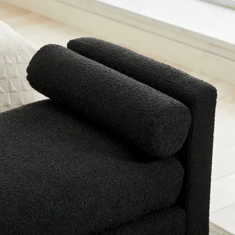 Banc de chambre avec coussins et pieds en bois massif pour le salon et l’entrée