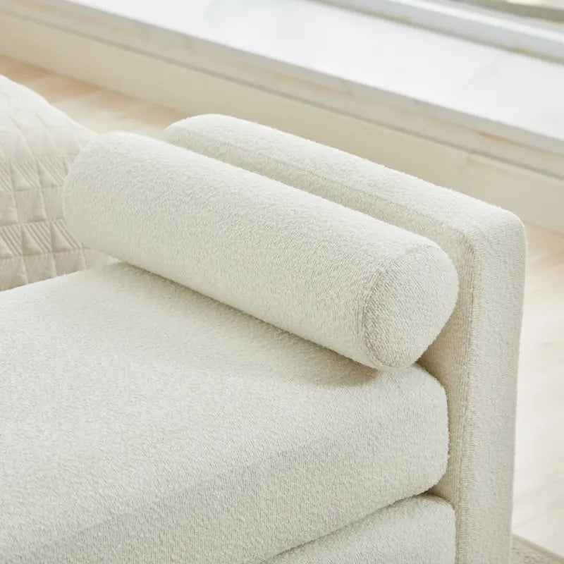 Banc de chambre avec coussins et pieds en bois massif pour le salon et l’entrée